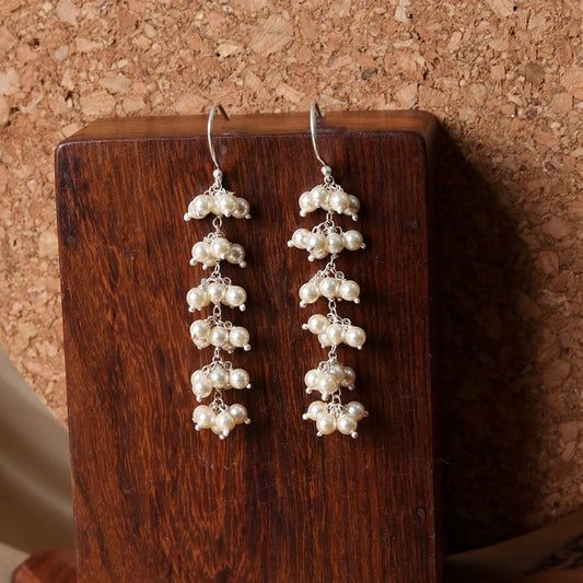 Long Pearl Bunch Earrings-1