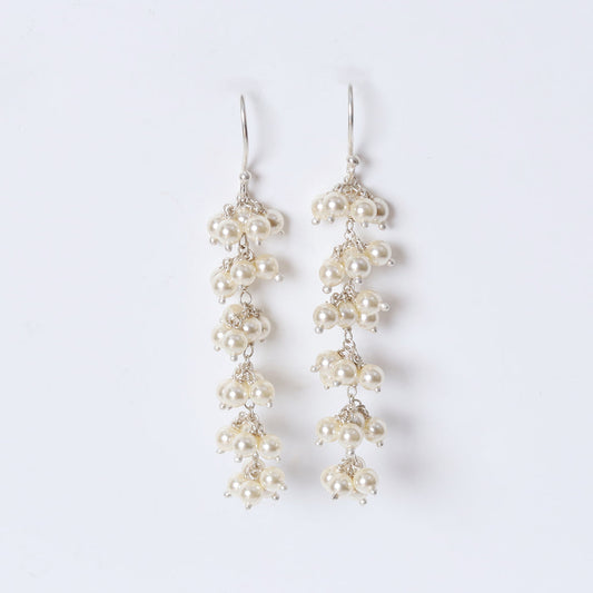 Long Pearl Bunch Earrings-0
