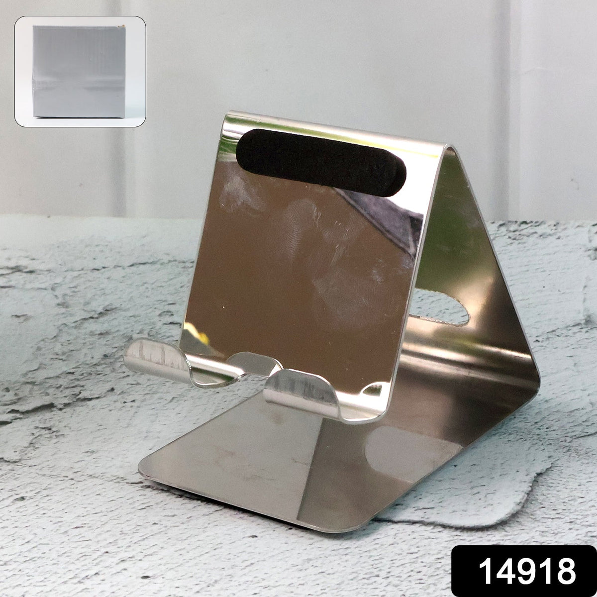 Mobile and tablet supported on universal stand holder for hands-free use