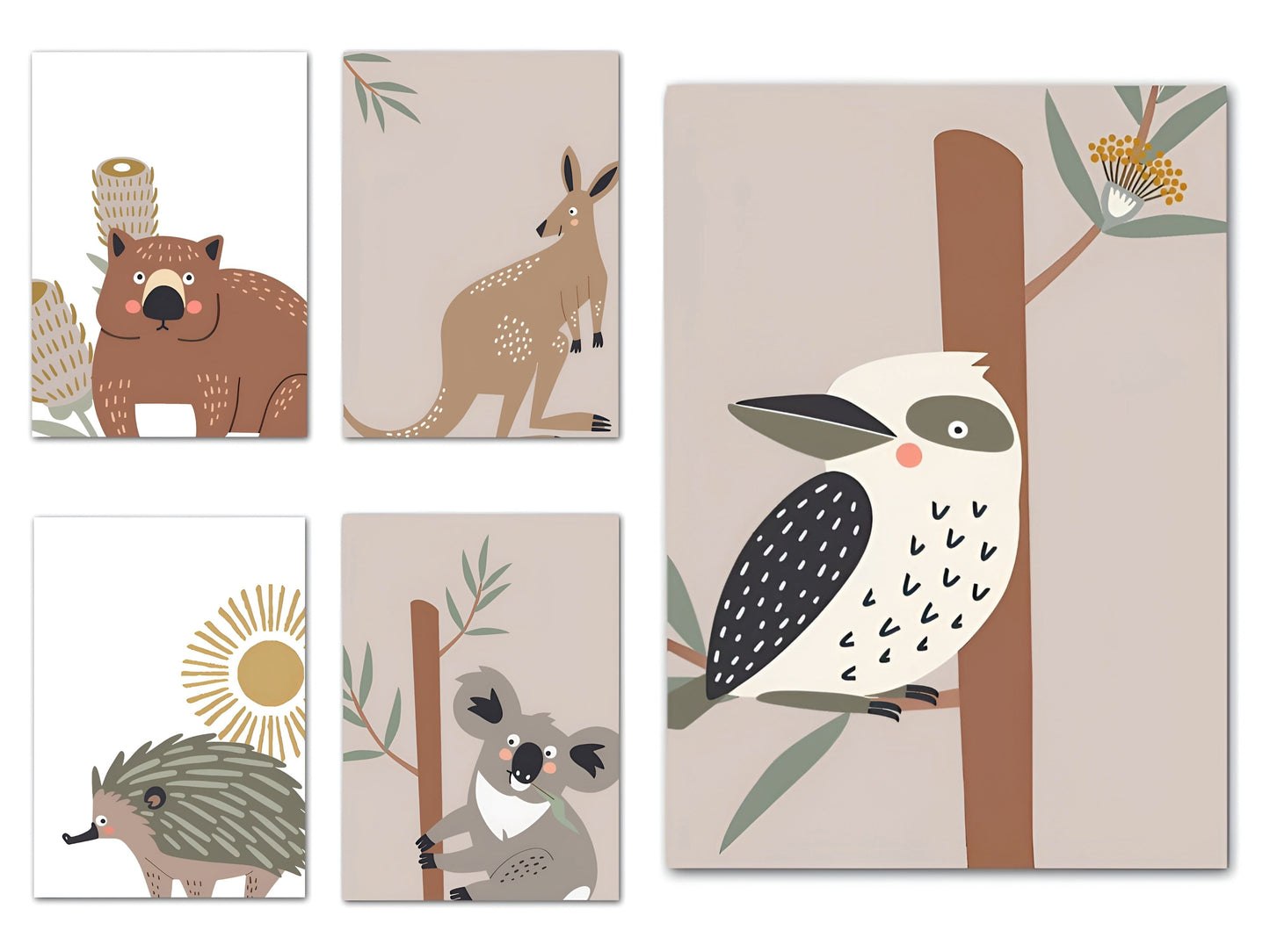 Poster Kinderzimmer Tiere Australien Kangaroo Koala Bär · Kinderzimmer Bilder · Wand Deko · Kunst Druck · Deko Print · ohne Rahmen-0