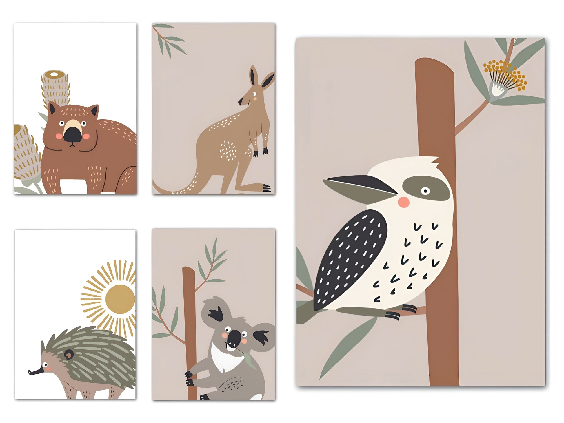 Poster Kinderzimmer Tiere Australien Kangaroo Koala Bär · Kinderzimmer Bilder · Wand Deko · Kunst Druck · Deko Print · ohne Rahmen-0