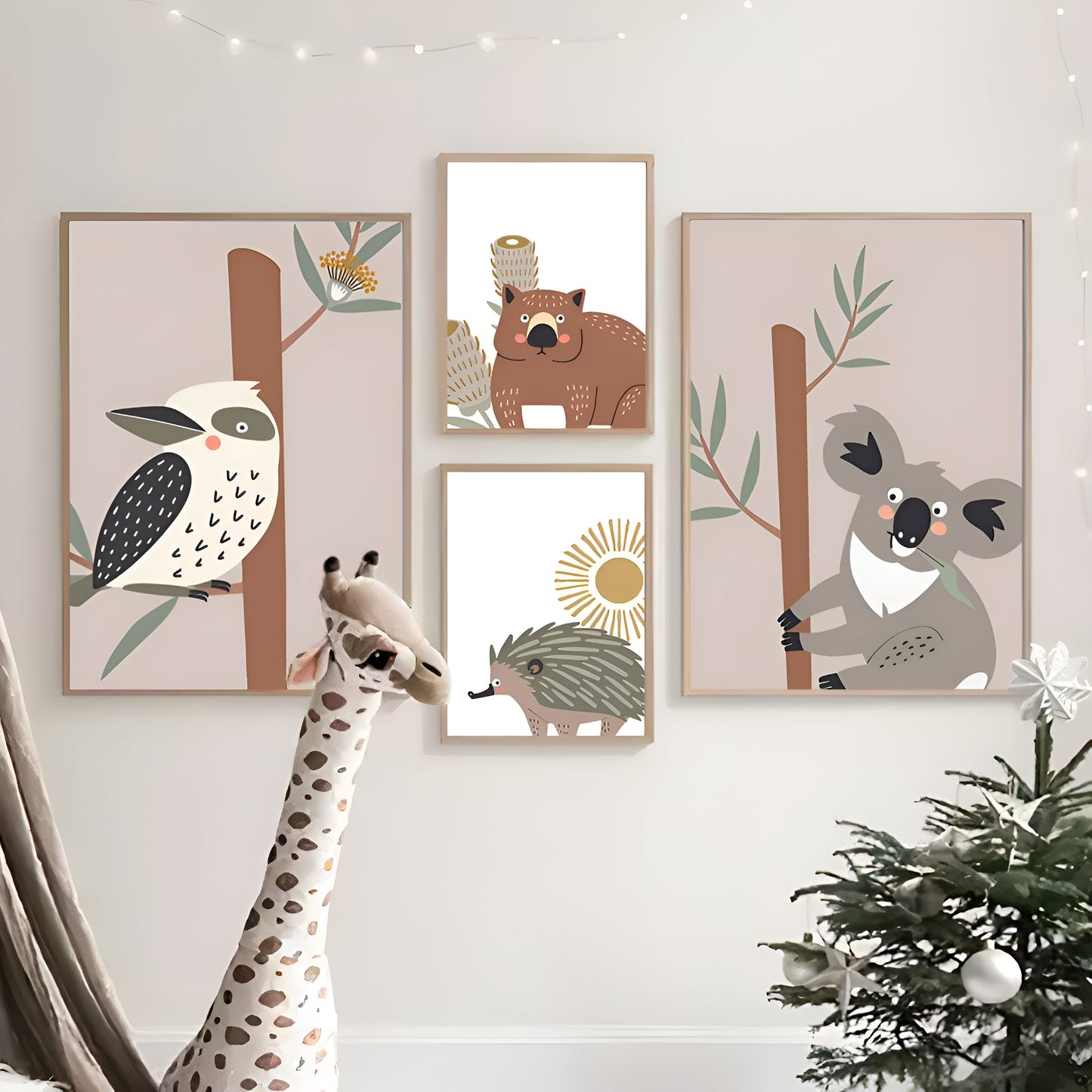 Poster Kinderzimmer Tiere Australien Kangaroo Koala Bär · Kinderzimmer Bilder · Wand Deko · Kunst Druck · Deko Print · ohne Rahmen-1