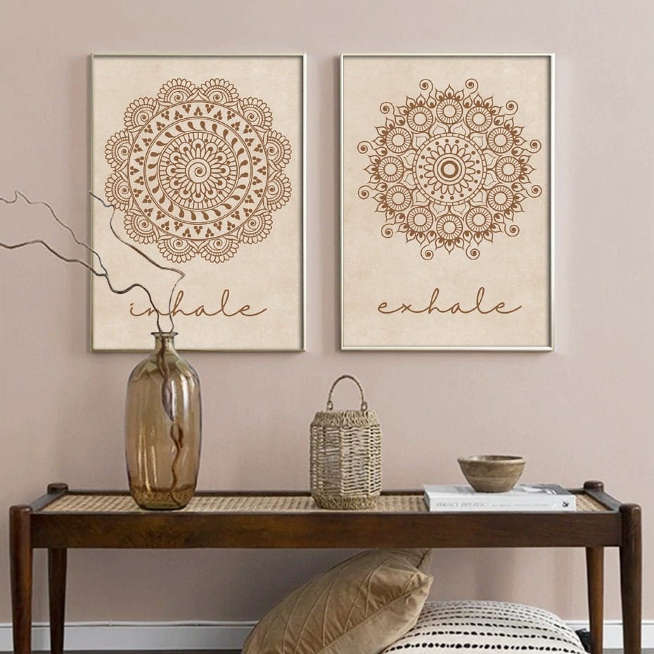 Poster Yoga Einatmen Ausatmen Mandala · Wohnzimmer Bilder · Schlafzimmer Bilder · Wand Deko Print · ohne Rahmen-2