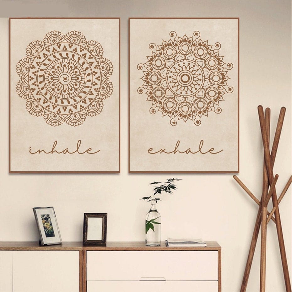 Poster Yoga Einatmen Ausatmen Mandala · Wohnzimmer Bilder · Schlafzimmer Bilder · Wand Deko Print · ohne Rahmen-0